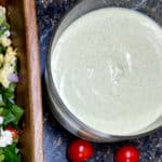 avocado ranch dressing in clear bowl